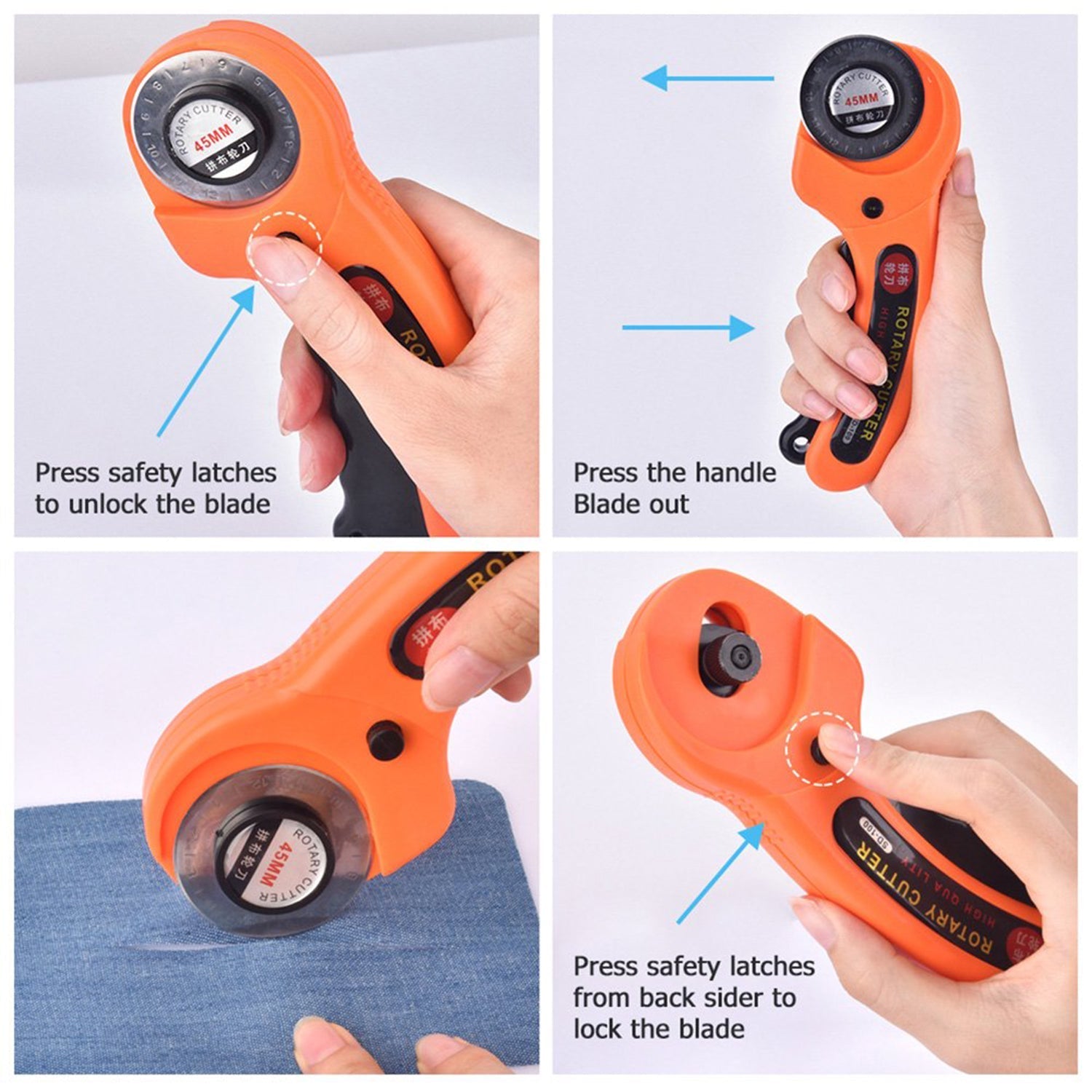 Manual sewing roller cutter with detailed blade and handle Manual sewing roller cutter with detailed blade and handle